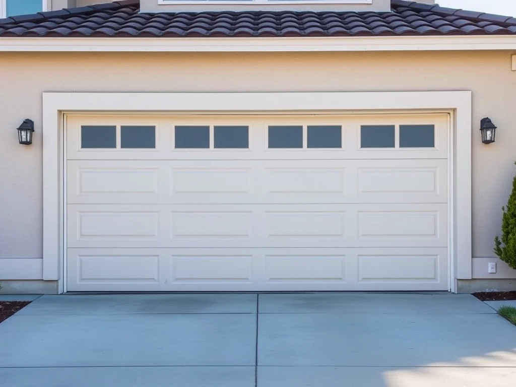 New insulated sectional garage door on a Fremont suburban home driveway
